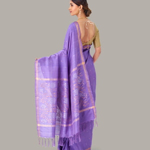 Lavender Handloom Uppada Silk Saree With Zari Buttas
