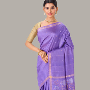 Lavender Handloom Uppada Silk Saree With Zari Buttas