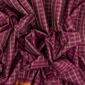 Magenta Handloom Kanchi Cotton Saree With Checks