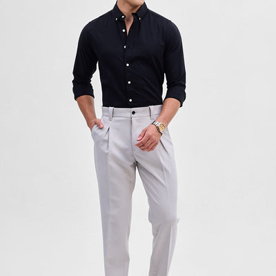 Black Solid Oxford Shirt