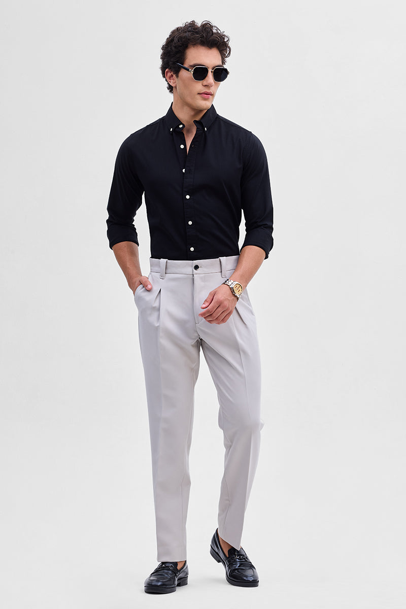 Black Solid Oxford Shirt