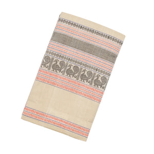 White Handloom Kanchi Cotton Saree With Contrast Border