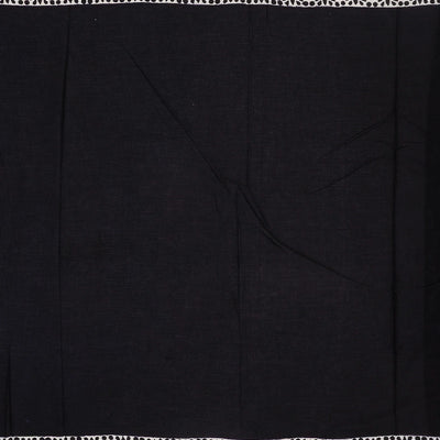 Black Woven Jaipur Cotton Saree Printed With Florals  Motifs