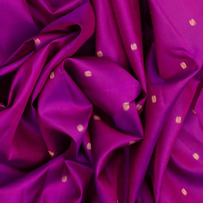 Magenta Handloom Kanchipuram Silk Saree With Annam Buttas