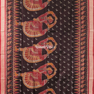 Wine Maroon Nartaki Theme Sambalpuri Pure Silk Saree