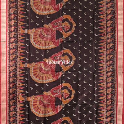 Wine Maroon Nartaki Theme Sambalpuri Pure Silk Saree