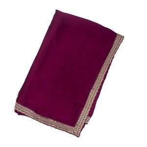 Burgundy Woven Plain Satin Saree With Embroidered Border