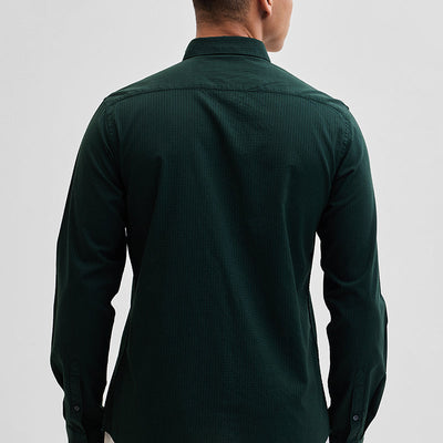 Dark Green Checks Slim Fit Shirt