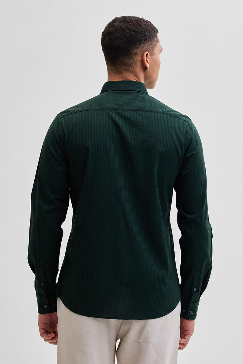 Dark Green Checks Slim Fit Shirt