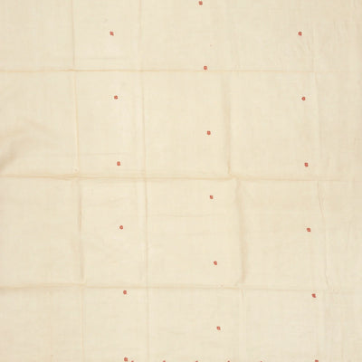 Taupe Handloom Bengal Cotton Saree With Coin Buttas