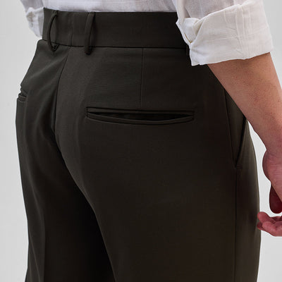 Dark Brown Slim Fit Stretch Trousers