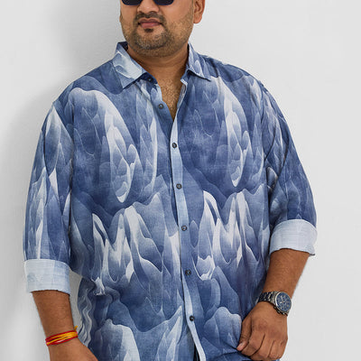 Blue Abstract Regular Fit Shirt