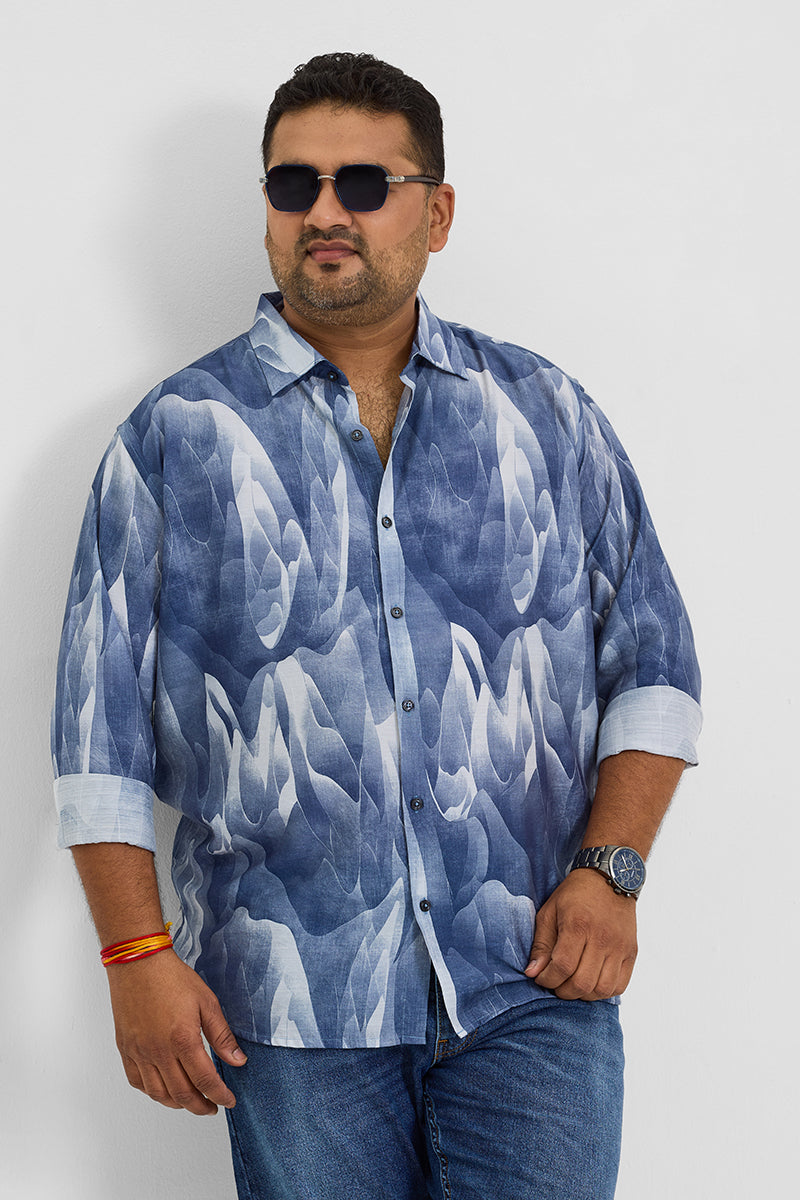Blue Abstract Regular Fit Shirt