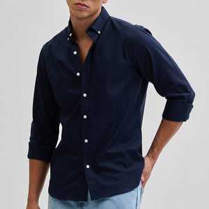 Navy Solid Oxford Shirt