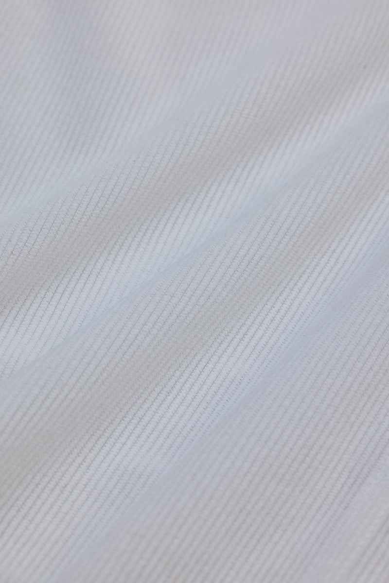 White Slim Fit Corduroy Shirt