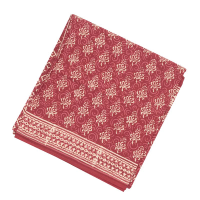 Brown Woven Jaipur Cotton Saree Printed With Floral  Motifs