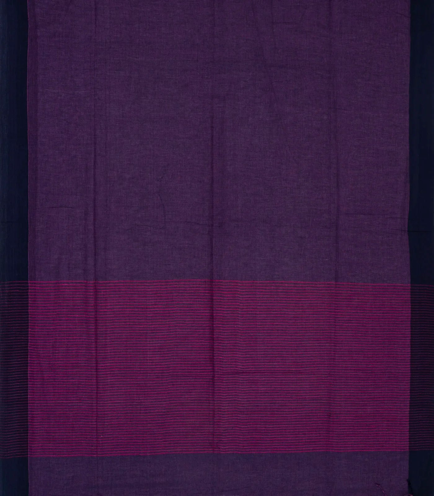 Violet Handloom Bengal Cotton Saree With Blue Border