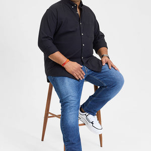 Black Button Down Regular Fit Shirt