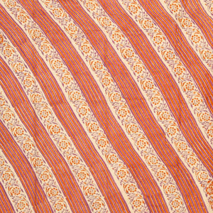 Orange Handloom Tussar Silk Saree With Embroidered Stripes