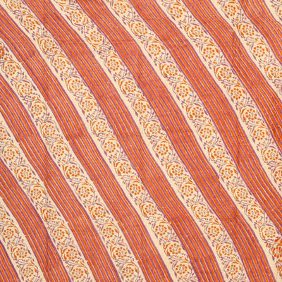 Orange Handloom Tussar Silk Saree With Embroidered Stripes