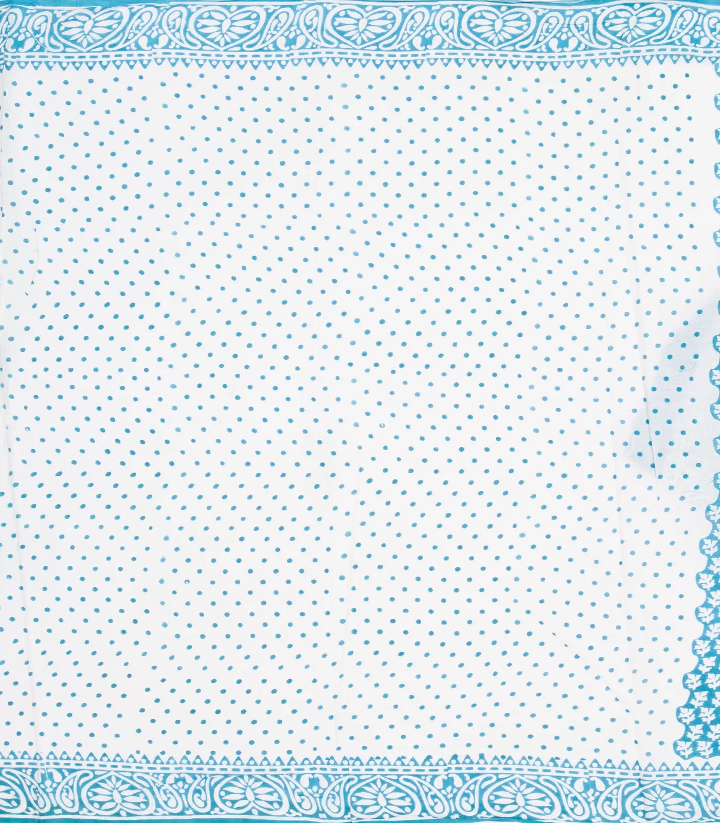 Blue Woven Jaipur Cotton Saree Printed With White Floral Motifs