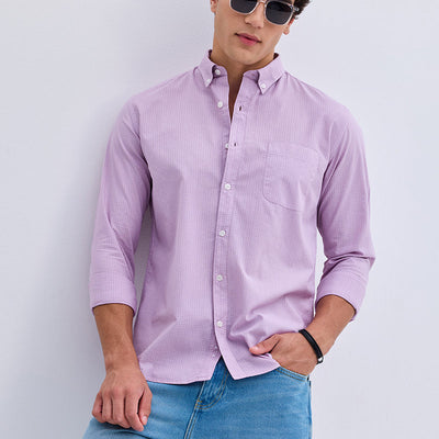 Lavender Checks Slim Fit Shirt