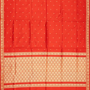Red Banarasi Silk Saree With Floral Motifs