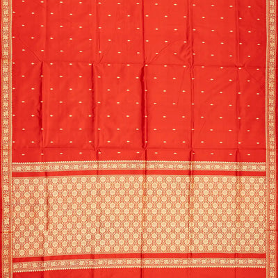 Red Banarasi Silk Saree With Floral Motifs