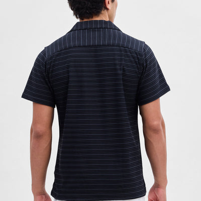 Grey Textured Stripes Shirt