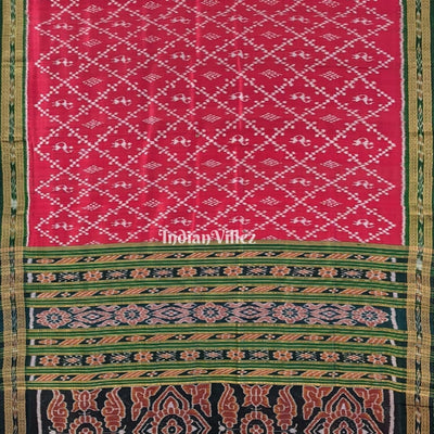Maroon Tribal Odisha Handloom Khandua Silk Saree