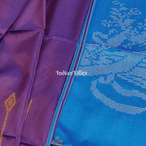 Purple Royal Blue Handloom Soft Silk Saree