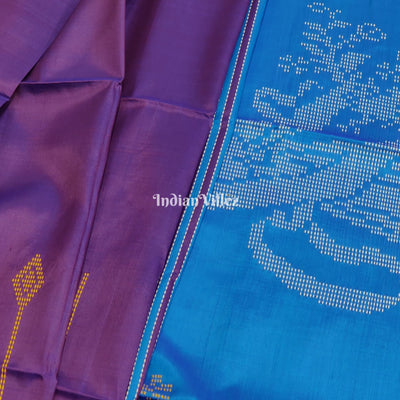 Purple Royal Blue Handloom Soft Silk Saree