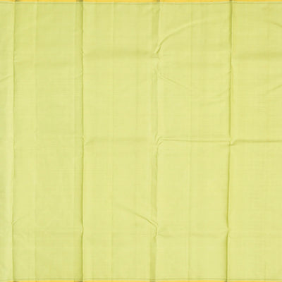 Peach Handloom Kanchipuram Korvai Silk Saree With Green Border