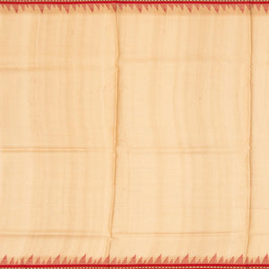 Beige Handloom Tussar Silk Saree Printed With Floral Motifs