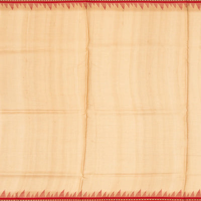 Beige Handloom Tussar Silk Saree Printed With Floral Motifs