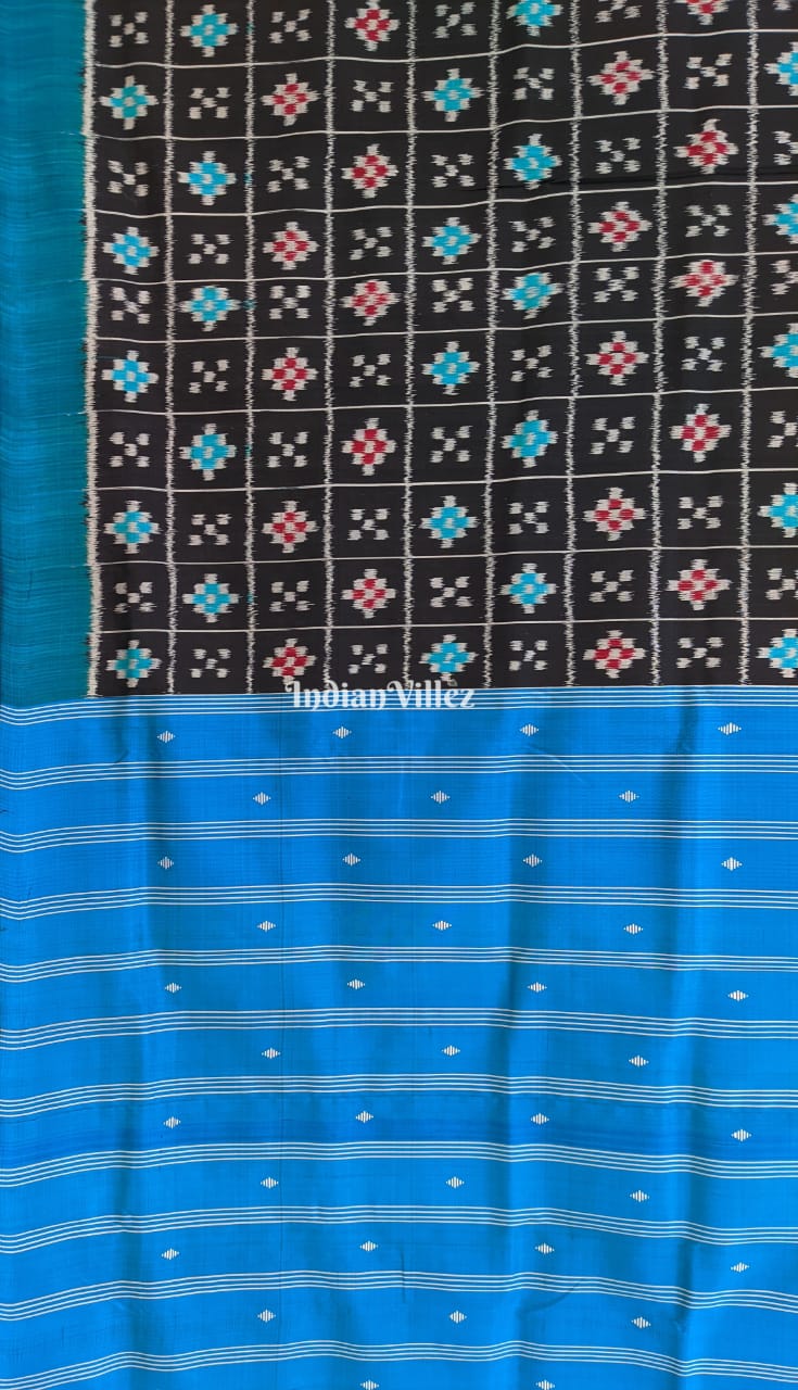 Blue Black Body Odisha Handloom Pasapali Silk Saree