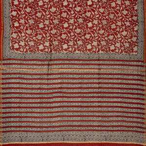 Crimson Handloom Chanderi Cotton Saree With Printed Floral Motifs