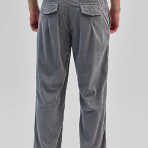 Light Grey Corduroy Relaxed Fit Trousers
