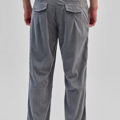 Light Grey Corduroy Relaxed Fit Trousers