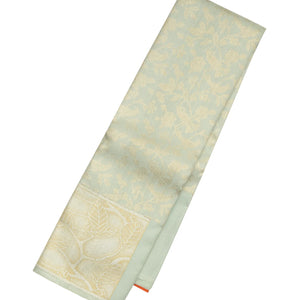 Grey Handloom Kanchipuram Silk Saree With Bird Vine Motifs