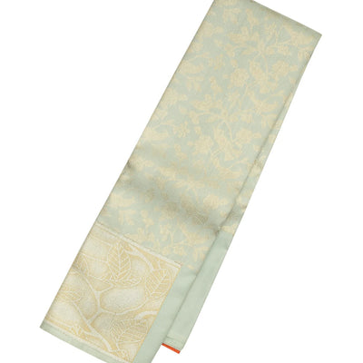 Grey Handloom Kanchipuram Silk Saree With Bird Vine Motifs