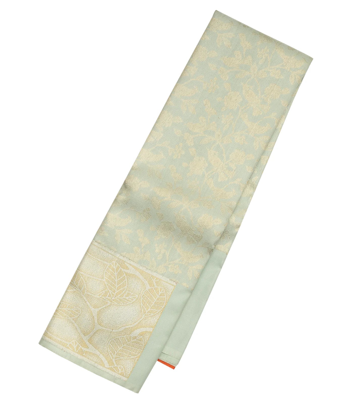 Grey Handloom Kanchipuram Silk Saree With Bird Vine Motifs