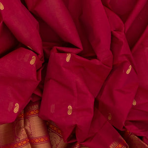 Pink Handloom Kanchi Cotton Saree With Mango Buttas