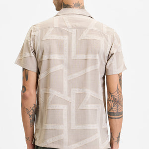 Beige Geometric Box Fit Shirt