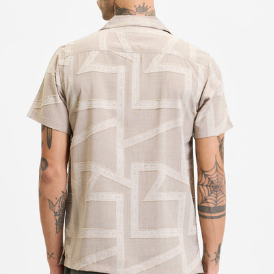 Beige Geometric Box Fit Shirt