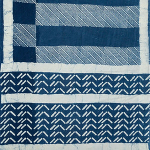 Indigo Woven Jaipur Cotton Saree Printed With White Diagonal Stripes