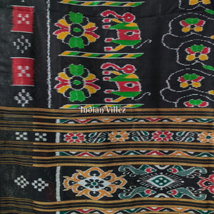 Black Border Pasapali Odisha Ikat Contemporary Silk Saree