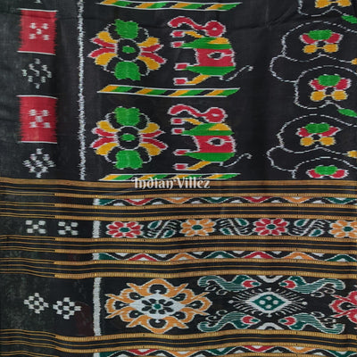 Black Border Pasapali Odisha Ikat Contemporary Silk Saree