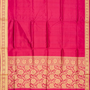Pink woven Plain Banarasi Silk Saree With Floral Motifs In Border