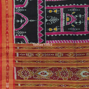 Black Tribal Odisha Ikat Khandua Silk Saree